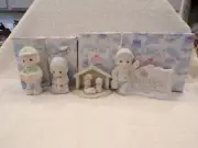 4 1992 Precious Moments Sugar Town Chapel Nightlight Figurines Nativity In Boxes