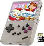 RG35XX Handheld Game Console, 3.5 Inch IPS Screen Linux System Retro Video Games Console, Built-in 64G TF Card 5474 Classic Games Support HDMI TV Output (Gray, 64G)