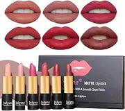 Joyeee 6Pcs Matte Lipstick for Women, Velvet Rich Beige Nude Rose Pink Brown Red Lipstick Set, Long Lasting Waterproof Non-Stick Cup Lip Makeup Gift Sets for Girls, Women and Mum Gift Box