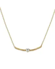 Zoe Chicco 14K Yellow Gold Prong Diamonds Diamond Solitaire Curved Bar Necklace, 16-18