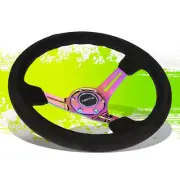 NRG RST-018S-MCBS NEO CHROME SPOKE BLACK SUEDE 350MM 3"DEEP DISH STEERING WHEEL
