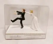 4.5in WEDDING CAKE TOPPER BRIDE & GROOM HUMOR FUNNY COUPLE. "OH No You Don't"
