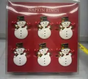 Set of 6 Christmas Snowmen Napkin Rings New NIB Nicole Miller