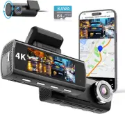 True 4K Dash Cam Front and Rear, Free 64GB Card, 2160P Wifi Dash Camera for Cars
