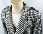 VINTAGE 1980s Houndstooth Blazer black white checker jacket suit pant set