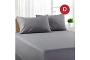 Double Size Grey Color Poly Cotton Fitted Sheet + Pillowcase