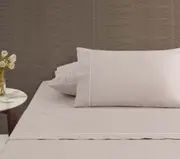 Hotel White/Natural Deluxe Cotton Piped Sheet Set