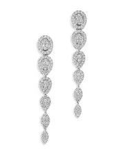 Bloomingdale's Fine Collection Diamond Cluster Graduated Drop Earrings in 14K White Gold, 0.95 tcw