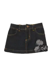 Denim Rosettes Skirt--RHU-MU11537