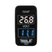 Hulk 4x4 Temperature & DC Voltmeter Gauge with White & Blue LED Illumination - HU1409WB