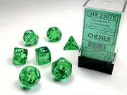 Chessex Polyhedral 7 Die Set Translucent Green White Dice Set