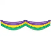 Mardi Gras Fabric Bunting w/Adjustable Drawstrings 70" 2 Drapes Decorations