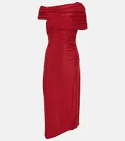[Diane von Furstenberg] Diane von Furstenberg Agustin lamé midi dress AU 16 red