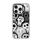 iPhone 16 Pro Clear Case MagSafe Compatible SKULLS ODD ONE OUT, B&W HALLOWEEN SKULL SPOOKY CREEPY DEATH PATTERN
