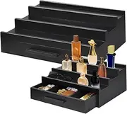 Perfume Organizer 3 Tier Black Wood Perfume Display with Drawer and Hidden Compartment Minimalist and Elegant Perfume Stand Organizer for Cologne Deodorant Lotion Cologne Organizer for Men Perfume Di