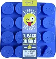 JUMBO sized Silicone EMOJI Molds for Baking Chocolate Candy Cookies Soap Ice by PennyCo Kitchen - 32 Cavity 2 Pack Set