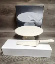 Royal Limited Footed Cake Plate Pedestal Server Knife porcelain Platinum Roses