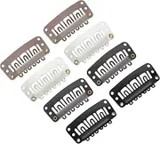 WILLBOND 100 Pcs 32mm Hair Extension Clips - 6 Teeth Wig Accessories With Soft Rubber Metal Snap for Women Men, 4 Colors (Multicolor)