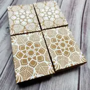 Flower Mandala Pattern Kraft Paper Gift Box-White Ink-Screen Printed by Hand