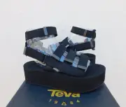 TEVA BLACK FLATFORM MEVIA 2" LEATHER GLADIATOR PLATFORM SANDALS, US 8/ 39 ~NIB