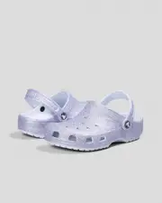 [Crocs] Crocs Girls' Kids Glitter Clogs Shoes in Frosted Glitter Size 8 8 Frosted Glitter