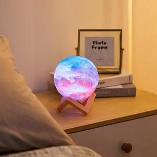 月球燈創意小夜燈臥室月亮床頭星空3D打印充電式睡眠臺燈夢幻浪漫