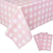 Kesfey 3 Packs Pink Gingham Tablecloth Pink and White Checkered Tablecloths 5...