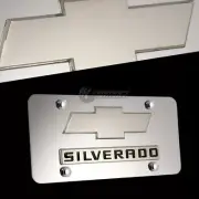 Chevrolet Silverado Front Mirror Stainless Steel License Plate Frame with 4 Caps (for: Chevrolet)