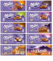 Milka Chocolate Assortment Variety Pack of 10 Full Size Bars
