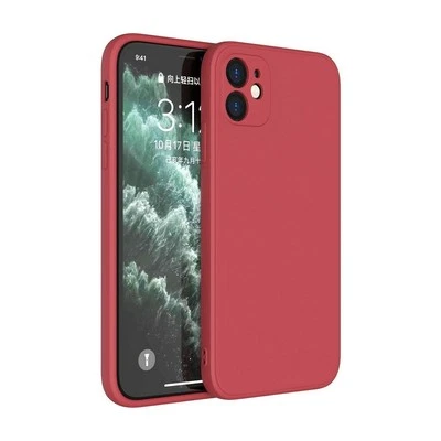 P - NewBee Silicone Shockproof Red Case Cover for iPhone 12 Mini with Lens Pr...