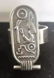 Egyptian Oxide Cartouche pharaoh ring free size - unisex 8 Grams