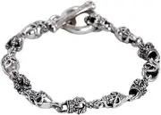 [BOSUGE] Personalized Bracelet， Retro Handmade 925 Sterling Silver Skull Link Chain Bracelet for Men (Color : Men)
