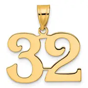 14k Yellow Gold Polished Number 32 Pendant