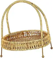 Fruit Bread Basket Woven Tray Serving Trays Rattan Fruit Bowl Rattan Basket Vegetable Serving Wicker Farmhouse Small Food Woven Holder Food Iron Light Brown re-usable