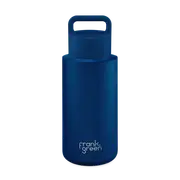 frank green Ceramic Reusable Bottle (Grip Finish) with Grip Lid - 34oz 1,000ml - Deep Ocean