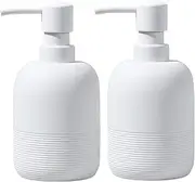 GalDal White Soap Lotion Dispenser with A Spare Pump,Liquid Hand Soap Dispenser Sets for Bathroom Countertop,2pcs/Set Soap Dispenser for Kitchen