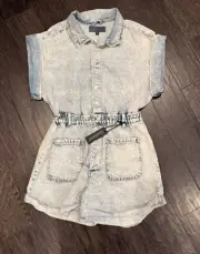 Blank NYC Head Backstage Acid Wash Denim 90's Romper Size Small Time Zone New(M)