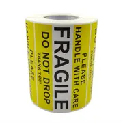 Fragile Warning Thank You Sticker Big Labels Sealing Yellow Paper Stickers Stationery Supply Decoration Scrapbooking 500PCS