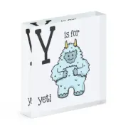 Letter Y Is For Yeti Acrylic Photo Block Frame Funny Alphabet Animal