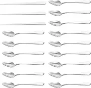 Grapefruit Spoon Set 15 Stainless Steel Grapefruit Spoons and 3 Grapefruits Cutters with Serrated Edges Practical Grapefruits Utensil Set for Peeling and Scooping The Pulp(Silver,18)