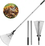Expandable Metal Rake, 38"-53" Garden Leaf Rake with Lightweight Metal Tube & 7.