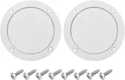 uxcell 2 Pcs 3inch Black Speaker Grill Mesh Metal Woofer Guard Protector Dust Cover White Decorative Circle ABS Frame with Screws for Home Audio Car Speaker Replacement
