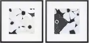 Melrose - Set of 2 White and Black Anemone Floral Square Framed Wall Arts 19" x
