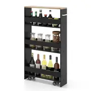 Giantex 4-Tier Slim Slide out Kitchen Trolley Mobile Storage Rack Utility Cart Space Saver, Black