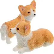 STOBAZA 2pcs Resin Ornaments Animal Garden Miniature Corgi Collectible Figurines Desk Cow Cake Decorations Resin Craft Dog Model Miniature Corgi Statue Crystal Scorpion Work Car Shiba Inu