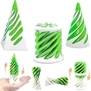 3 Pack Spiral Cone Toy,3D Printed Spiral Cone Fidget Toy,Mini Vortex Thread Illusion Desktop Decor Souvenir Gift for Anxiety Relaxing,White and Green