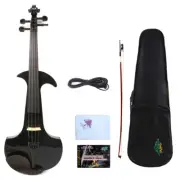 Yinfente Black Electric Violin 4/4 Solid wood Nice Tone Free Case Silent #EV18