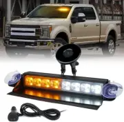 8 INCH White Amber LED Strobe Flashing Light Bar Aluminum Windshield Dash Deck