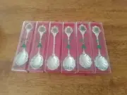 6 Boxed Vintage Silver Plated Souvenir Spoons Scalloped Teaspoons Stuart