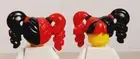 NEW LEGO Hair PIGTAIL Red Black Two Tone Highlights Wig Bouncy Ponytail Sides